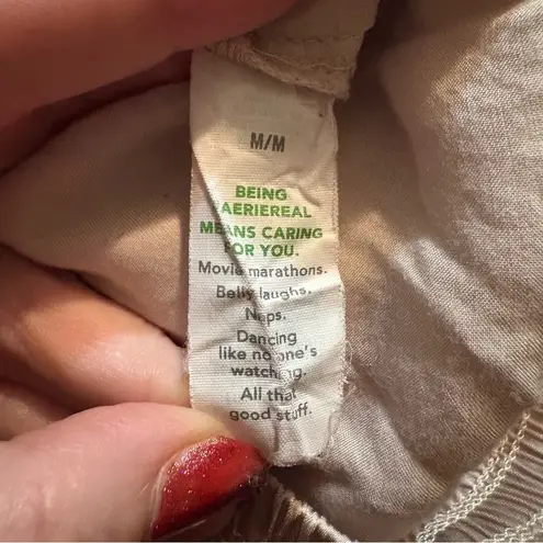 Aerie  satin cargo joggers in nude/ blush color size M