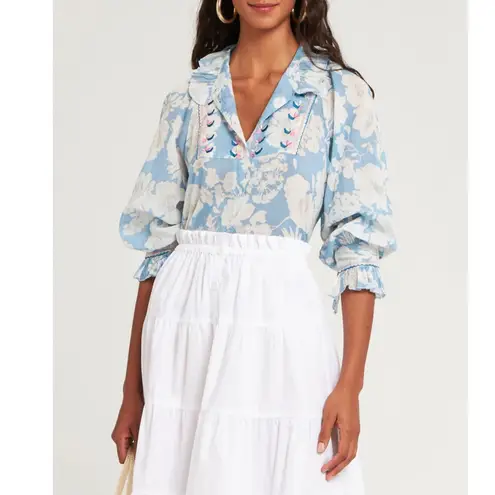 Tuckernuck NEW ANTIK BATIK Blue Peony Blouse