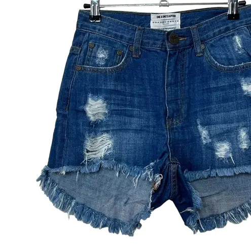 One Teaspoon  x Free People Shorts Women’s Size Blue Bonita High Rise Distressed