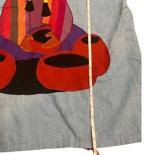 Rare Alfredo’s Wife Blue Southwestern Appliqué 3/4 Sleeve Blouse Indian Women Blue Size XL