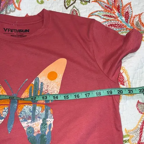 Fifth Sun  junior large desert butterfly shirt sleeve crew neck slate rose tshirt