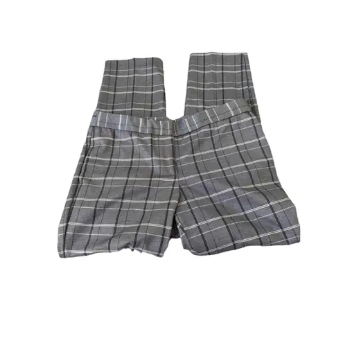 Amanda & Chelsea Grey Plaid Pattern Faux Back Pocket Trousers Plaid Pants S 10