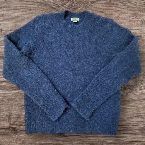 POINT SUR J.CREW Alpaca Merino Wool Blend Fuzzy Sweater Navy Blue Small