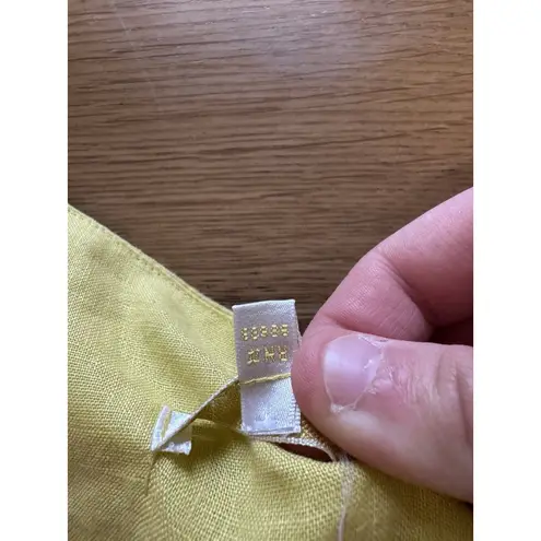 Kleen Linen Short Sleeve Popover Tunic Shirt Size Small Asymmetrical Beach City Yellow