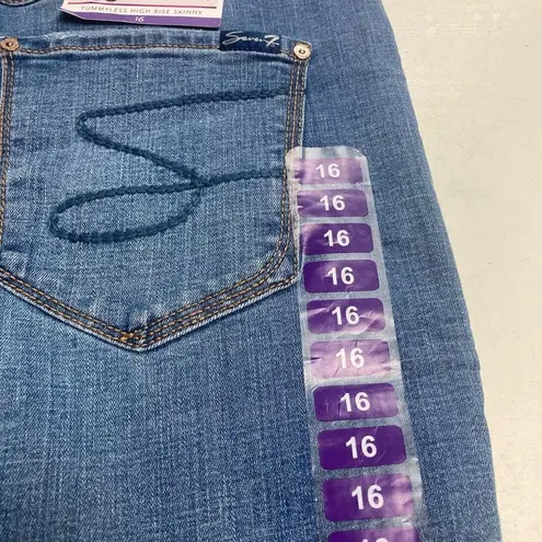 Seven7 Women’s Tummyless High Rise Skinny Distressed Jeans Blue Inseam 29”