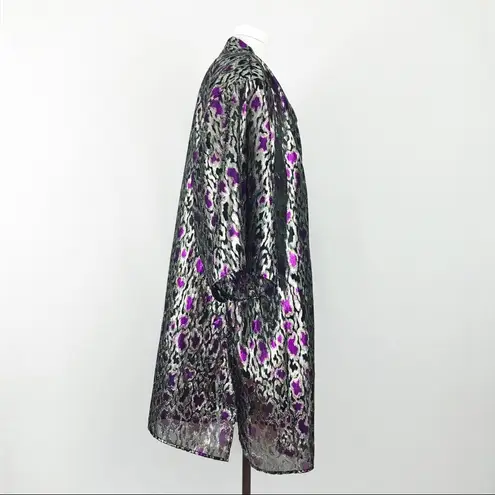 Vintage Metallic Woven Animal Motif Robe | OS Black Size undefined