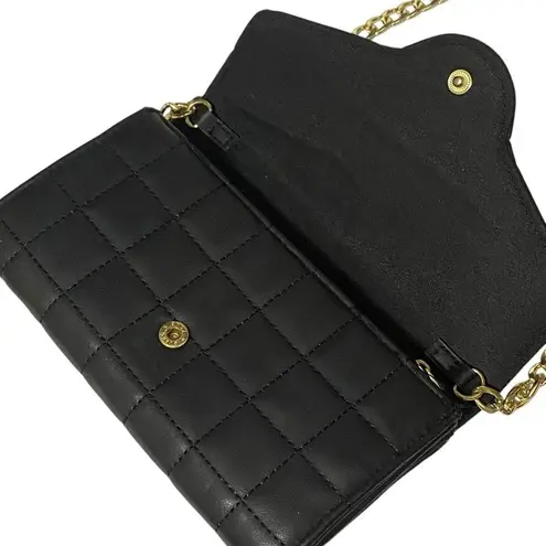Mossimo Black Quilted Crossbody Bag Gold Chain Small Purse Wallet