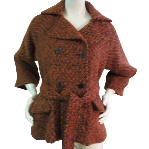 Hazel wool blend pea coat orange & black size S Orange