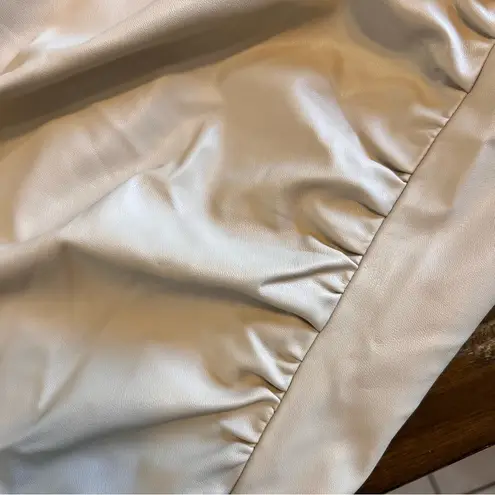 ZARA  Viral Strapless Faux Leather Dress Cream Minimalist Midi Blogger Fave Sexy