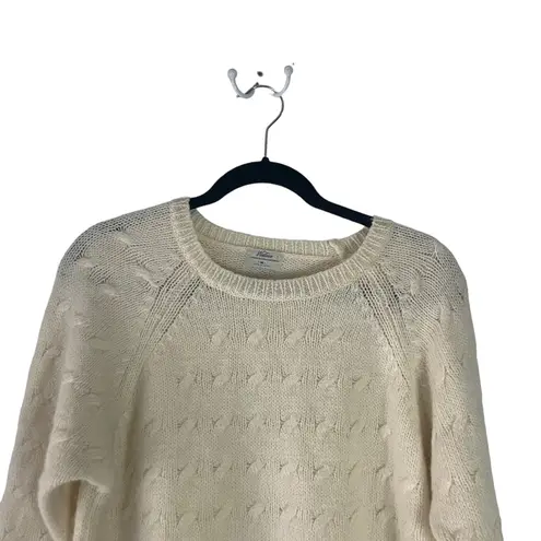 Wallace Women's Size Medium Cream Mohair Wool Cable Knit Sweater