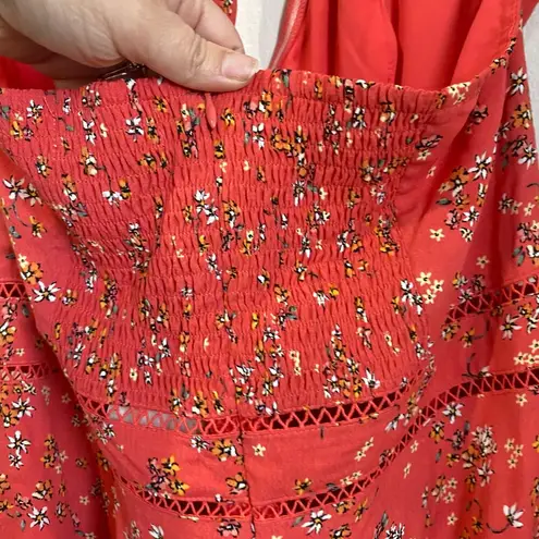 Lost + Wander Everyday Adventures Coral Floral Smocked Romper Size L NWT