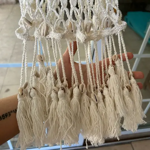 Surf Gypsy viola fishnet cowrie sea shell boho beach swim cover up