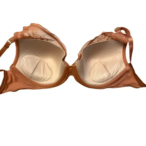 Thirdlove  Graphic Lace Plunge Bra Size 30F Mauve Removable Pads Underwire