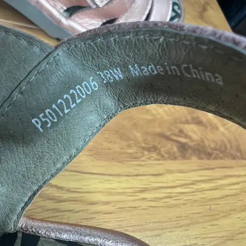 Fly London Woze Leather Slingback Sandals Sz 38W Block Heel Rose Gold Pink - Image 8