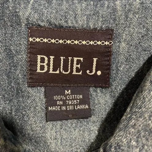 Blue J. Southwestern Medium Wash Denim Jean Turquoise Snap Button Up Dress