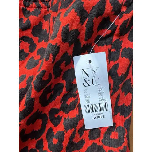 NWT New York & Co Red Leopard Animal Print Tube Top Womens Size Large