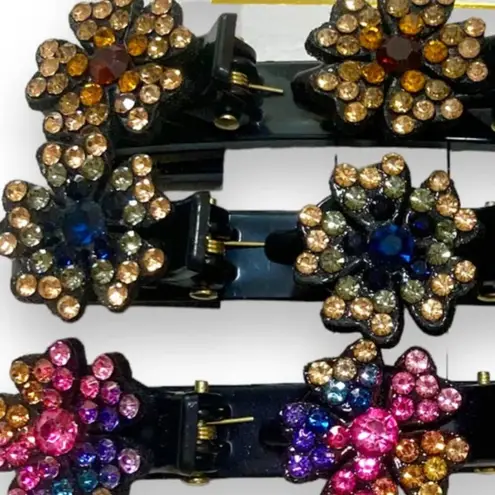 Multicolor rhinestone crystal hair clips, Set of 3 new sparkle hair accessories
