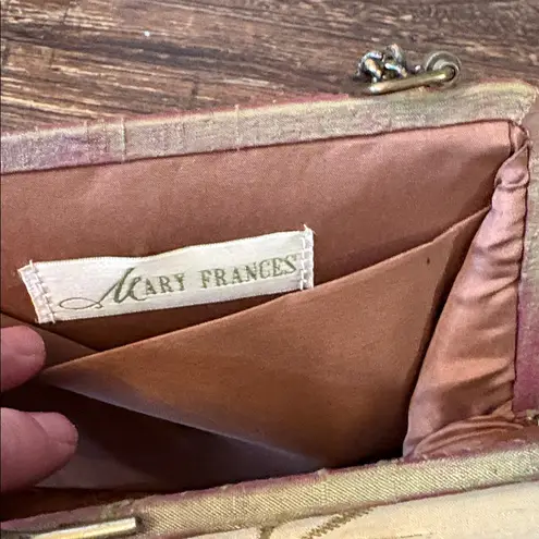 Mary Frances Vintage Embroidered Purse Beaded Floral Chain Strap Kiss Lock Bag Purple