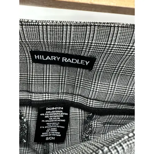 Hilary Radley Pants Women SMALL Black Plaid Printed Pull On Polyester Blend