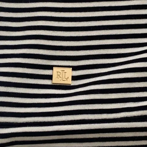 Lauren Ralph Lauren Top Sweater Black White Stripe Loose Cowl Neck XL