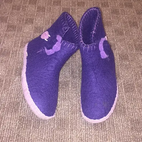 Purple Floral Clemente Wool Slipper Bootie Size 7