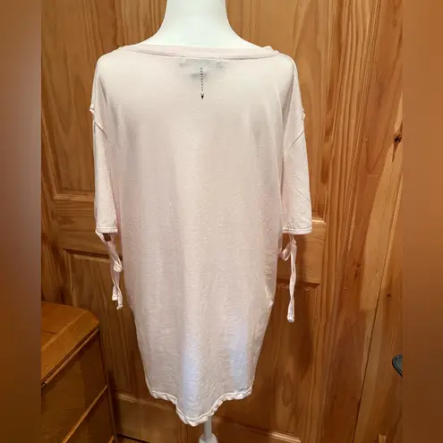 All Saints Kay Short Split Sleeve Tee in Blush Light Pink