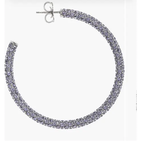 Amina Muaddi Glamorous Signed Big Cameron Shimmering Pave Hoop Crystal Earrings