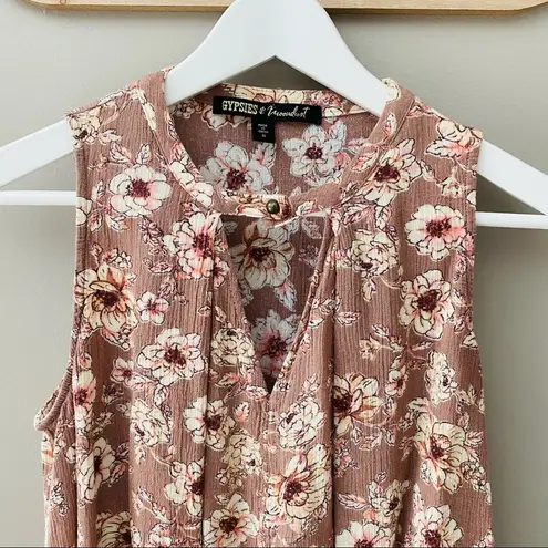 Gypsies & Moondust Floral Blush Pink Tank Top Pink Sz Medium