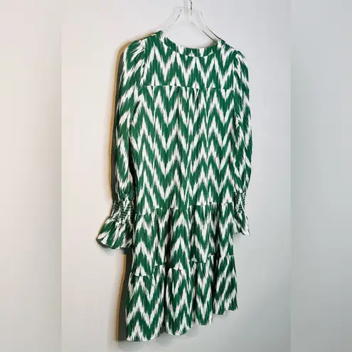 Pomander Place Tuckernuck Ikat Kenzo Green White Tiered Dress Size M