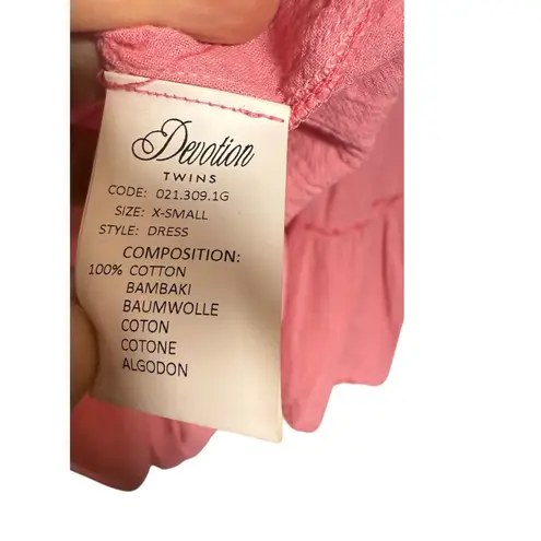 Devotion TWINS Faros Mini Dress – Solid Pink Cotton Mini, Women’s Size XS