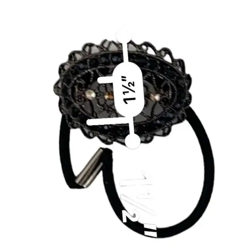 Pony Tail Holder Oval in Black Metalwork and Faux Crystals​​