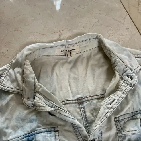 Life in Progress Tie Dye Chambray Jean Like Shirt Sz XS