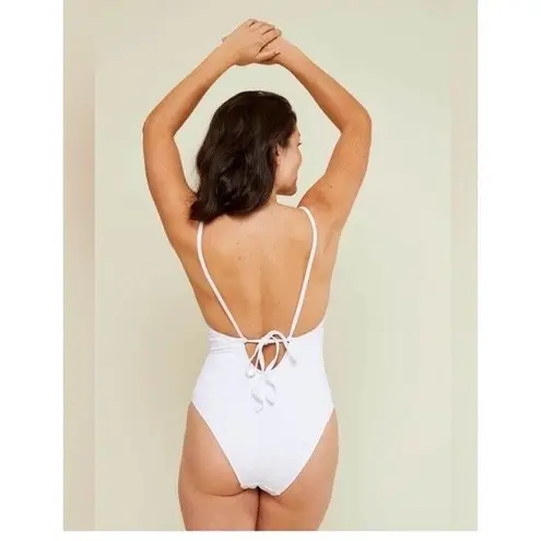 ANDIE NWT  Swim The Paloma Ribbed White One Piece Swimsuit Size L Tall