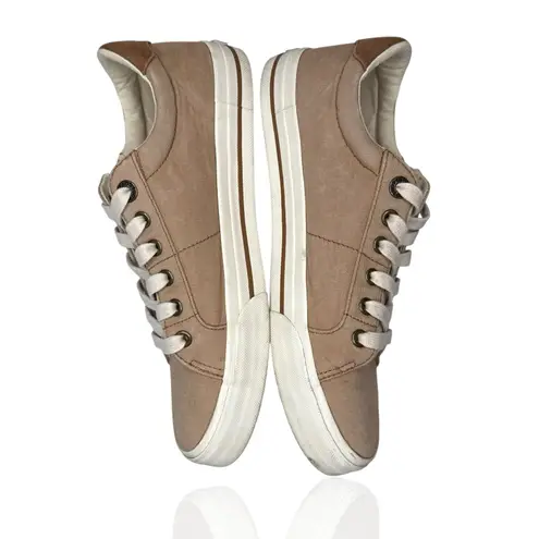 Taos Z Soul Canvas Sneakers Women's Size 9 Side Zip Lace Up Tan Beige Neutral