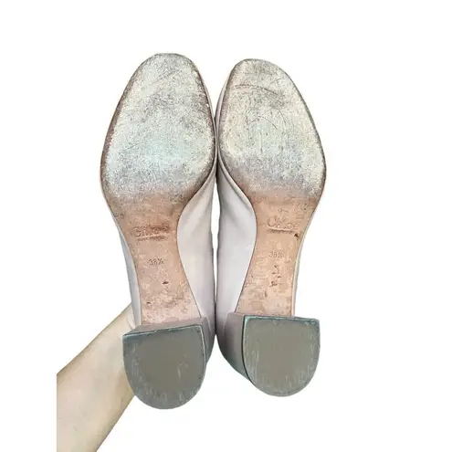 Chloé CHLOE Beige Leather Scalloped Block Heel Pumps Made Italy USA Size 8, MSRP:$550