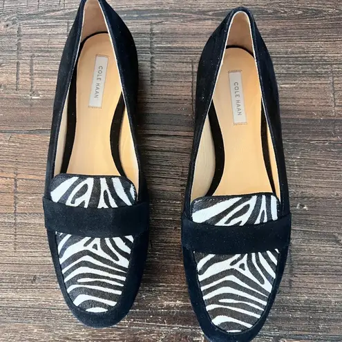 Cole Haan  Dakota Loafers Shoes Suede Zebra Print Women's Black White Size 7