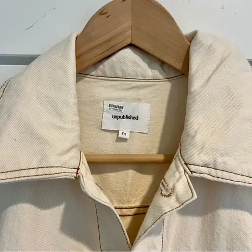 Unpublished Like New Off White Simone Long Sleeve Denim Jumpsuit Sz M $198 Cute!