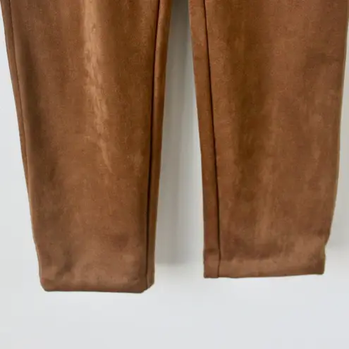 Rafaella Caramel Brown Vegan Suede Fitted High-Rise Leggings 10