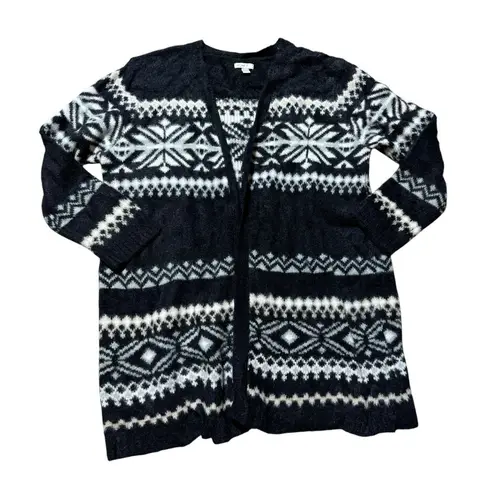 Est. 1946 Sweater Long Open Chunky Knit Cardigan Black and White Size 18/20W