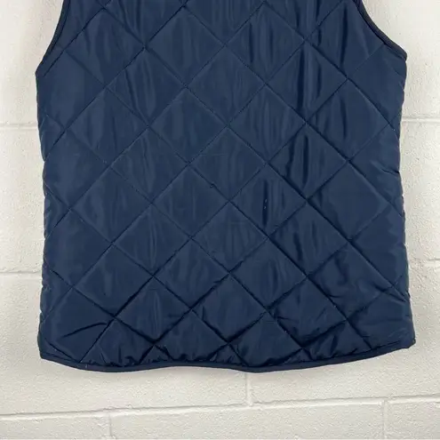 ☀️ Quinn Quilted Navy Vest, Size Medium Blue