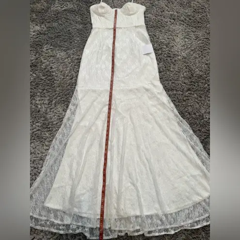 Lulus White Lace Bustier Maxi Dress – Size L – Stretch Fit Bridal Gown – New Size L