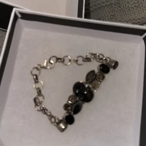 Sterling Silver Shungite, Black Onyx & Smoky Quartz Healing Bracelet