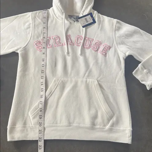 J. America Women’s White Embroidered SYRACUSE College Drawstring Hoodie Size S NEW