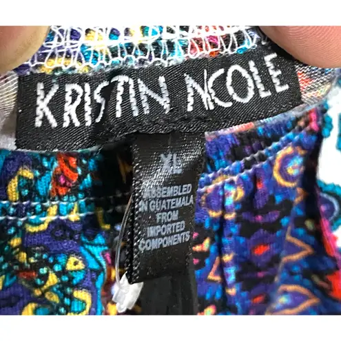 Kristin Nicole Off The Shoulder Ruffle Top Blouse XL Paisley Hippie Boho Artsy