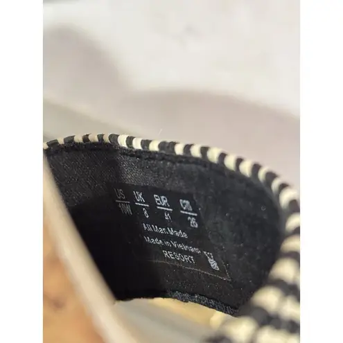 Bzees For Lifestride Resort Raffia Wedge Sandals Women's Sz 10 Black White Beige