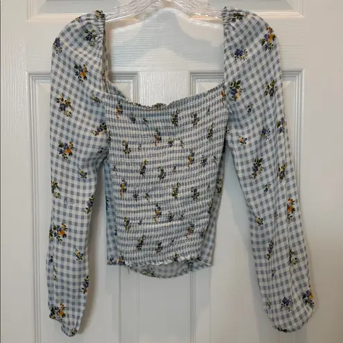 Reformation  Reign Floral Gingham Top in Al Fresco Size 6 thumbnail 3