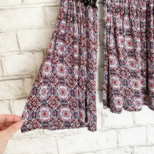 Max jeans Geometric Print Bell Sleeve Peplum Top