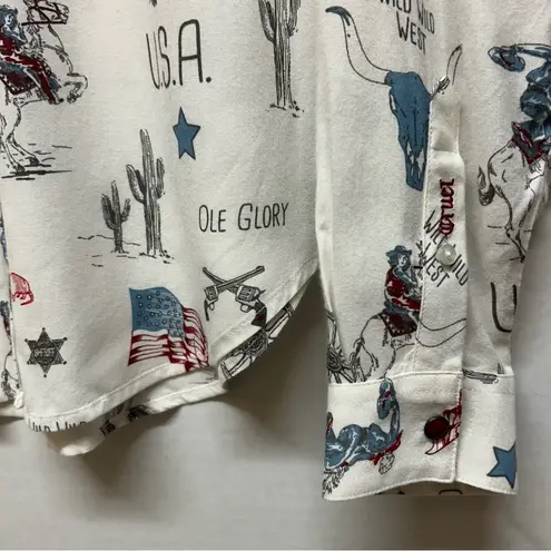 Cruel Shirt Women Medium *no Tag* Bull Western Cowgirl Horse America USA FLAG White