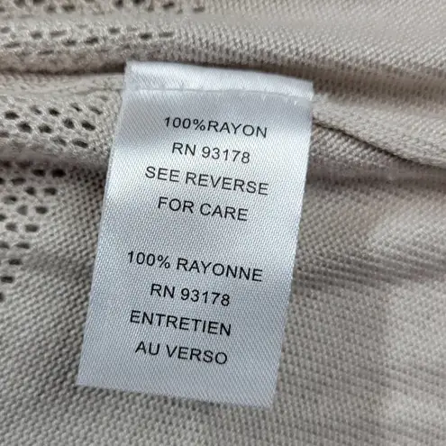 T Tahari Womens Long Cardigan Size S Beige Loose Open Knit Waterfall Long Sleeve