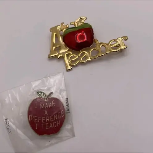 Lot Of 2 Women’s Gold Tone Teaching / Teacher / Teach Pin Brooch
